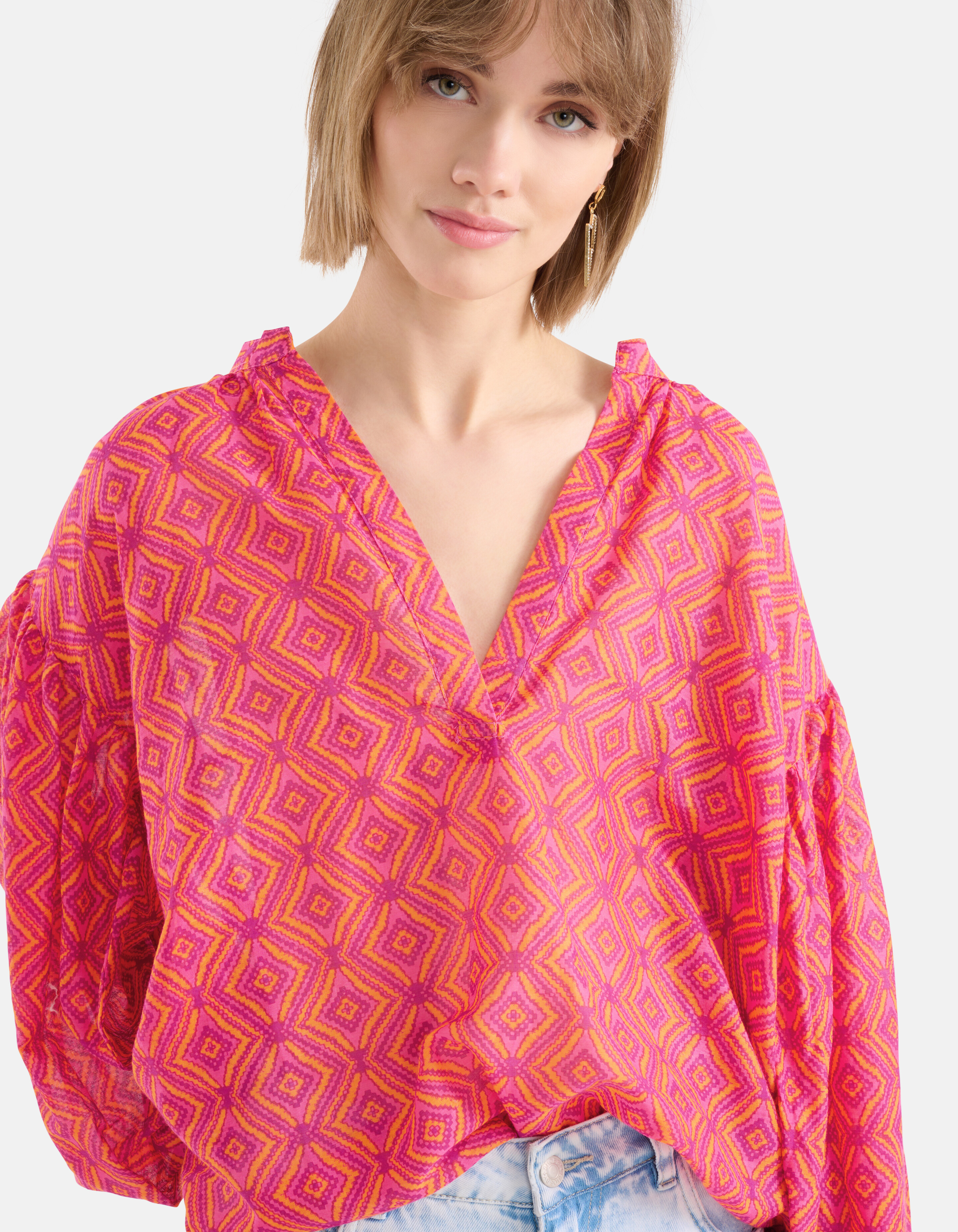 Printed Voile Blouse Roze SHOEBY WOMEN
