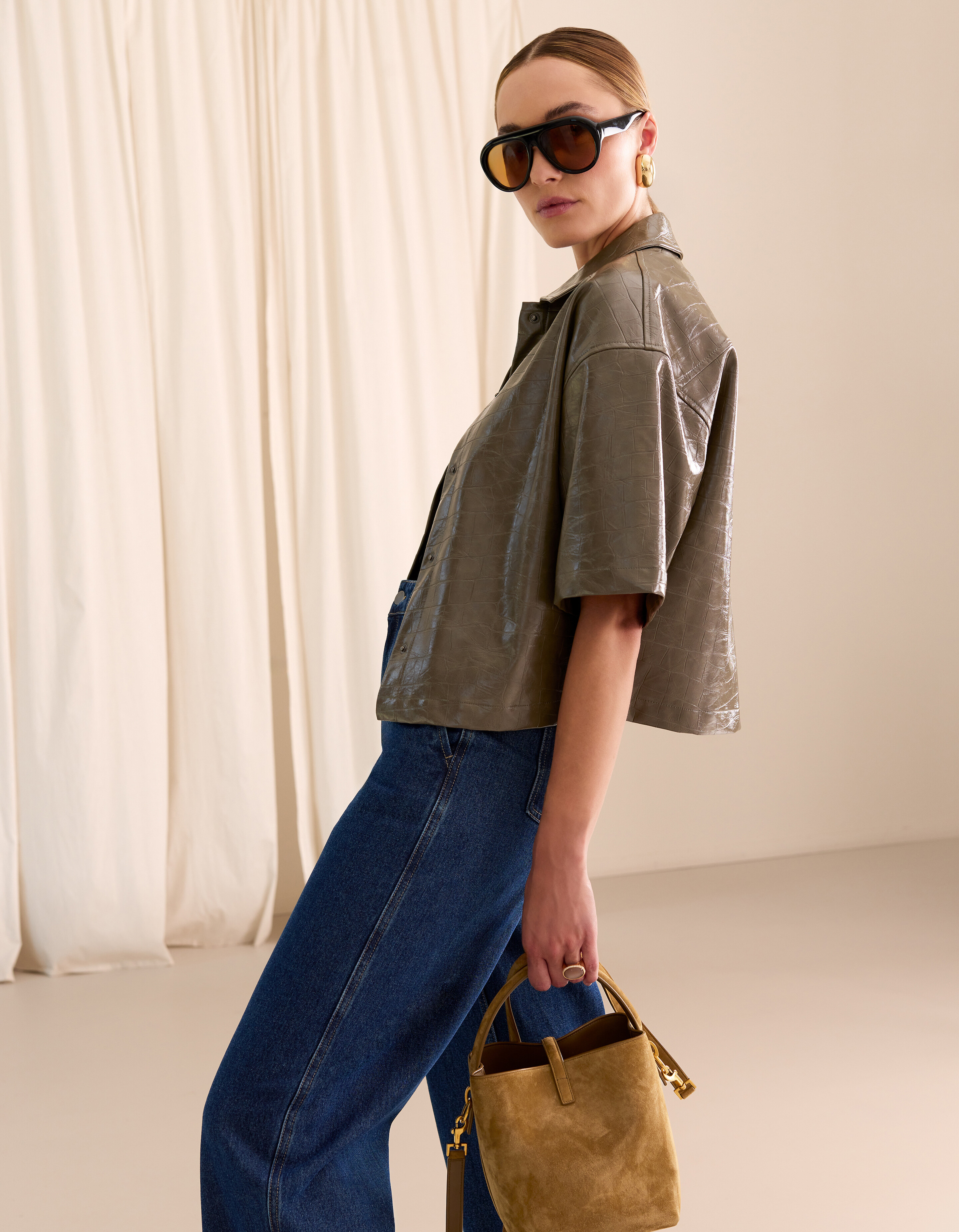 Croco Blouse Donkergroen By Mieke SHOEBY WOMEN