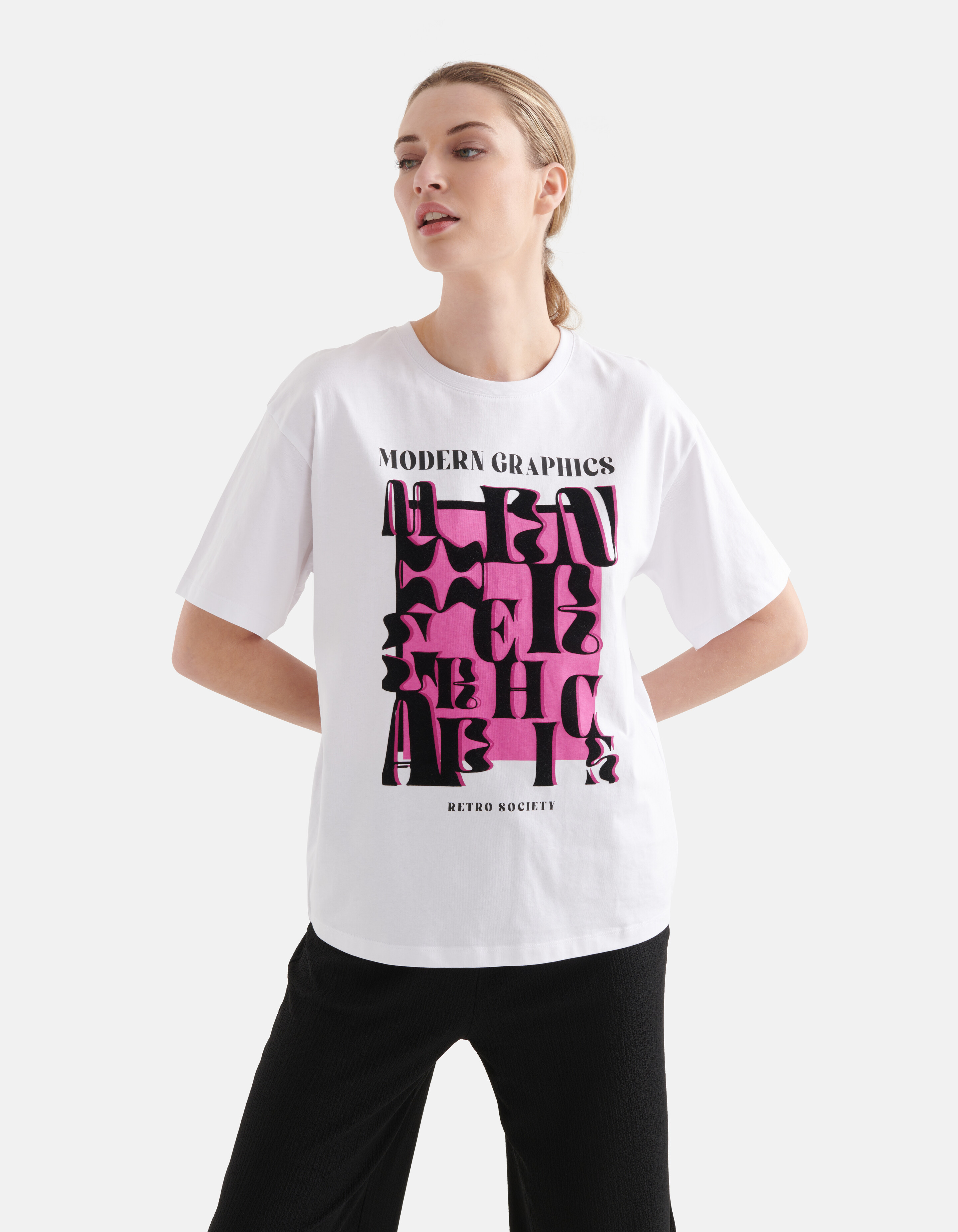 Grafisch Artwork T-shirt Wit SHOEBY WOMEN