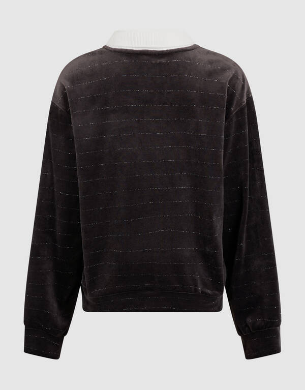 Velvet Sporty Longsleeve Top Donkerbruin SHOEBY GIRLS