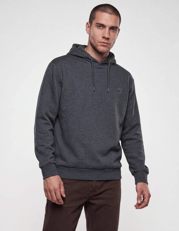 Embroidery Hoodie Donkergrijs SHOEBY MEN
