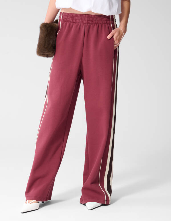 Sporty Tape Wide Leg Fit Broek Donkerrood SHOEBY WOMEN