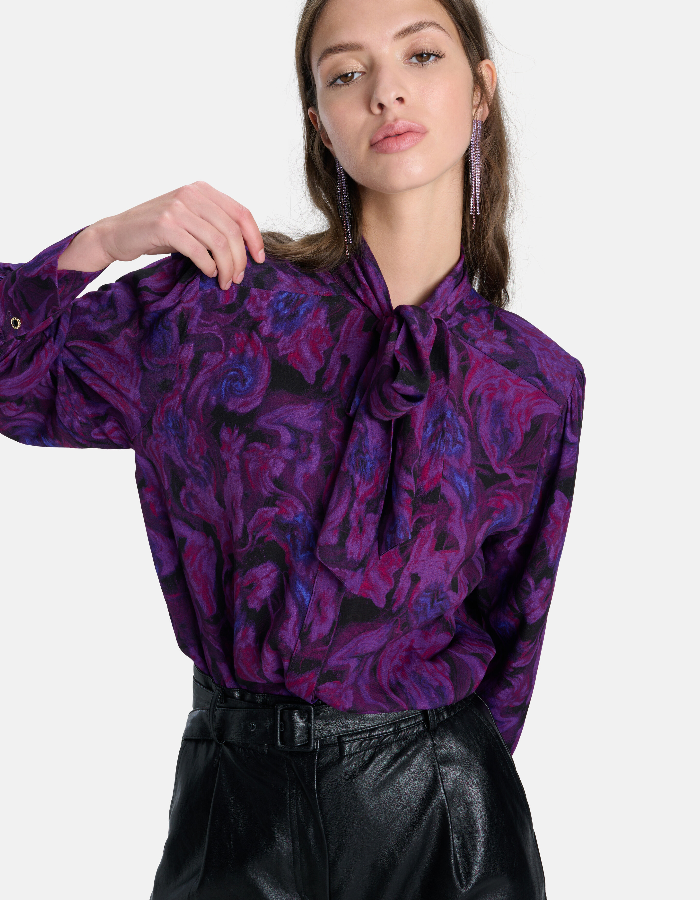 Bloemenprint Strik Blouse Paars SHOEBY WOMEN