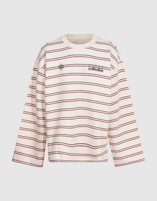Oversized Gestreepte Sweater Gebroken Wit SHOEBY GIRLS