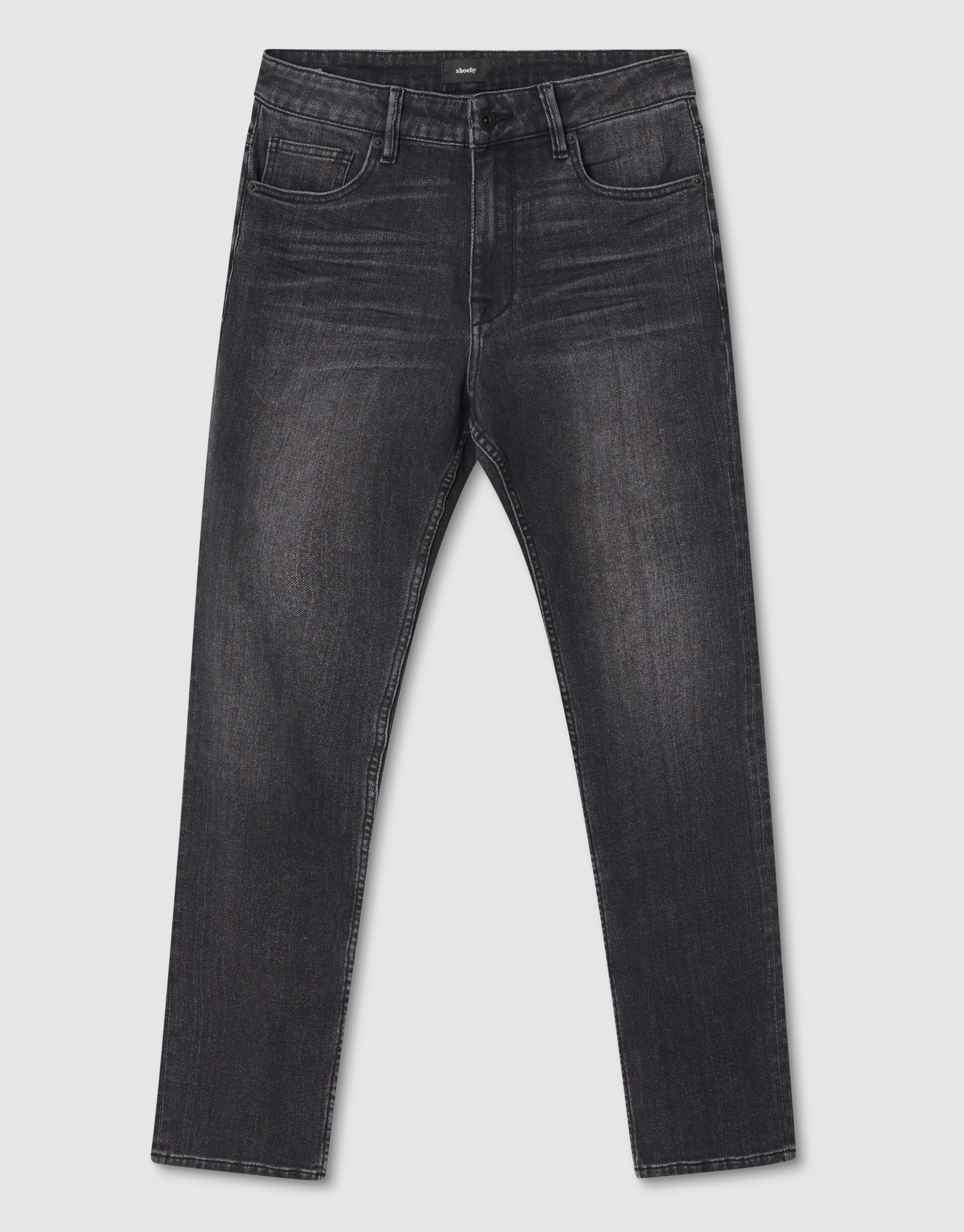 Washed Straight Fit Jeans Zwart L32 SHOEBY MEN