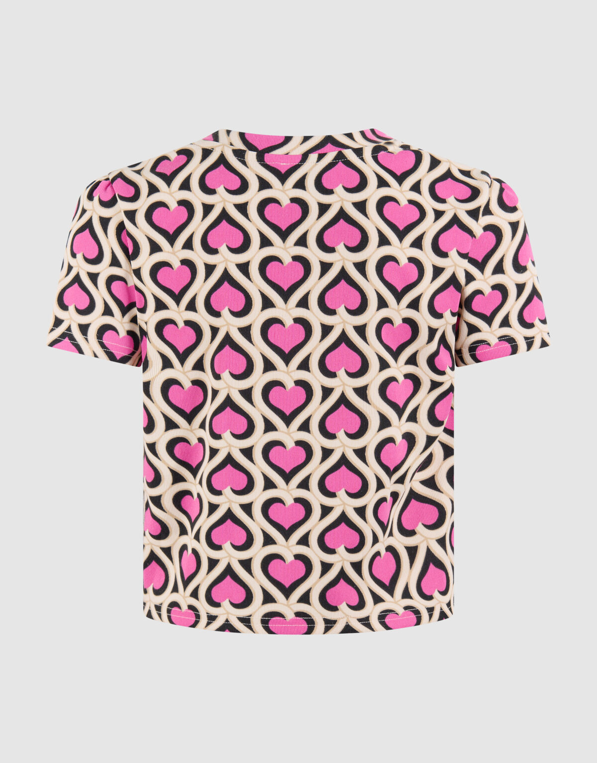 Heart Printed Rib Top Roze SHOEBY GIRLS