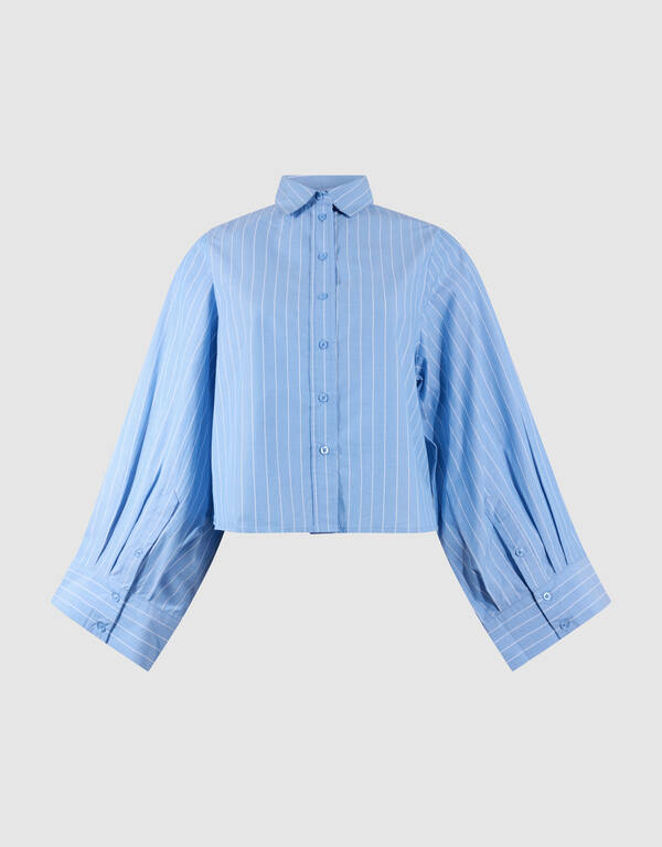 Poplin Pinstripe Artwork Blouse Blauw SHOEBY WOMEN