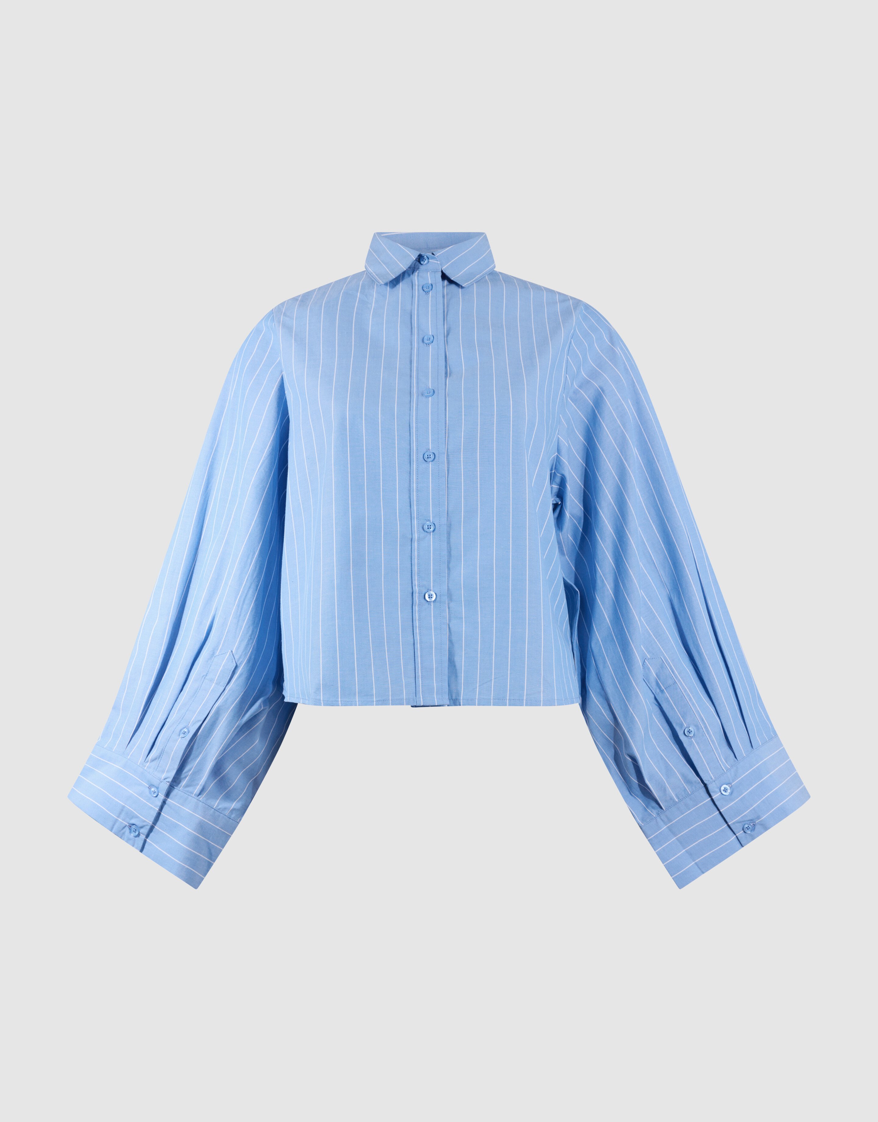 Poplin Pinstripe Artwork Blouse Blauw SHOEBY WOMEN