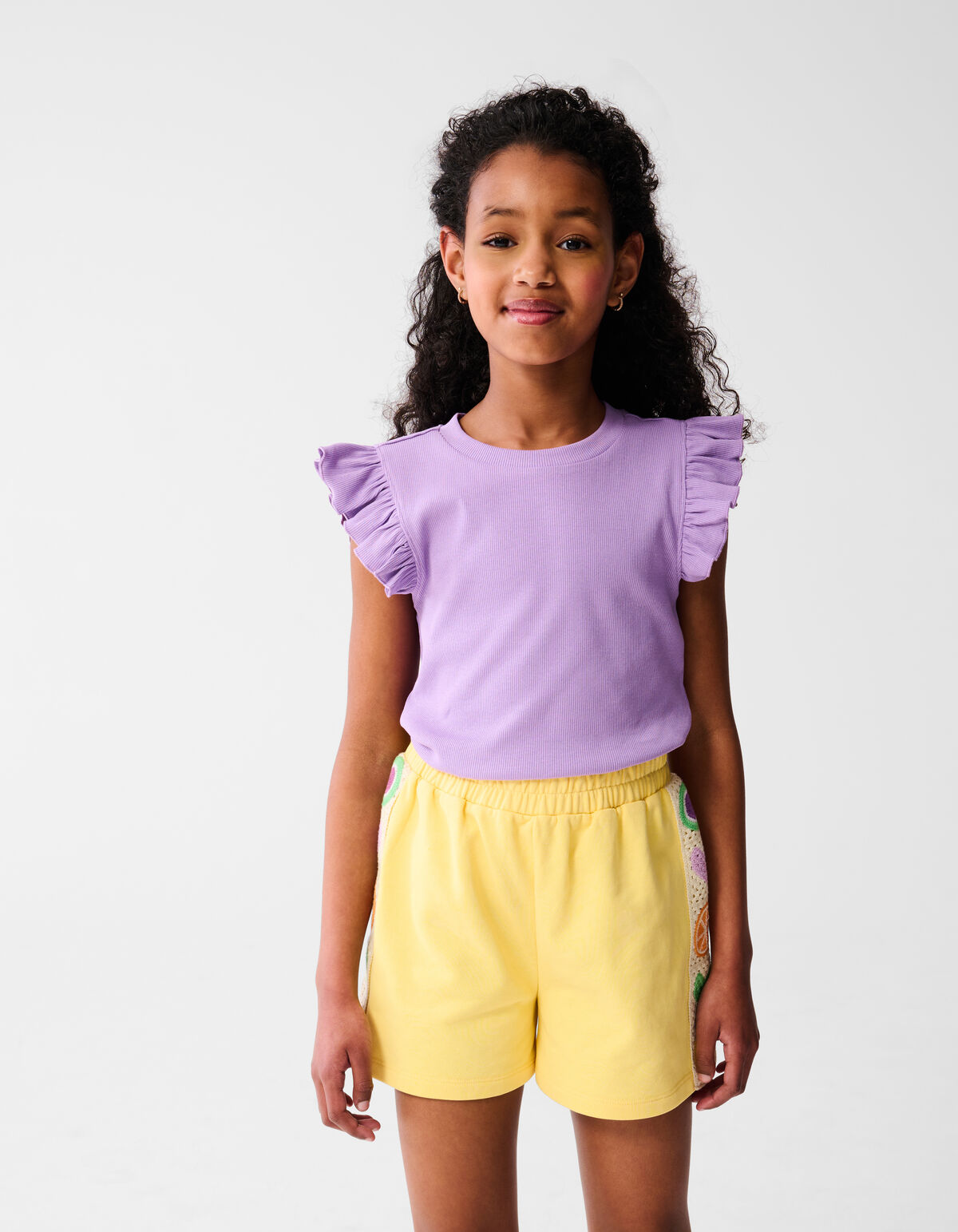 Ruffle Rib Top Lichtpaars SHOEBY GIRLS