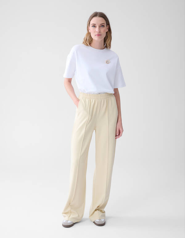Basis Wide Leg Broek Gebroken Wit SHOEBY WOMEN