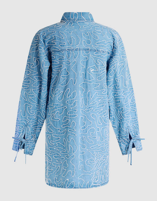 Embroidery Cord Jurk Denim Blauw SHOEBY WOMEN