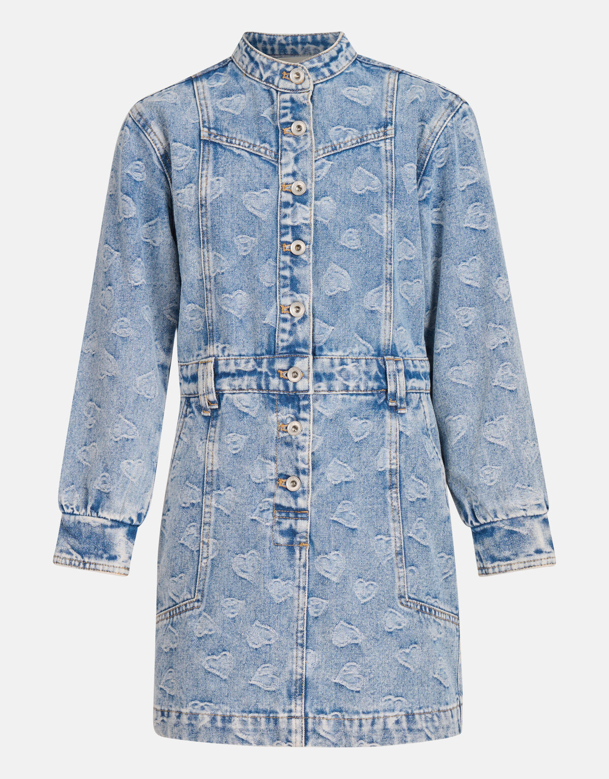 Jacquard Denim Jurk Blauw SHOEBY GIRLS