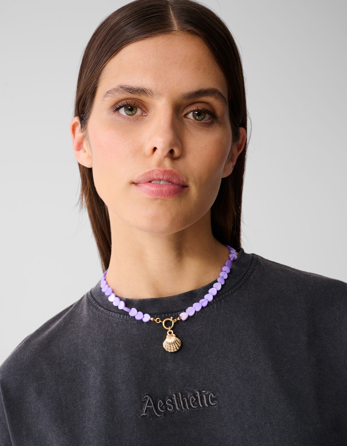 Parel Heart Ketting Paars SHOEBY ACCESSOIRES