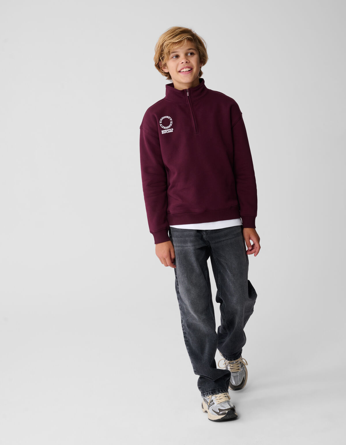 Half Zip Sweater Donkerrood SHOEBY BOYS