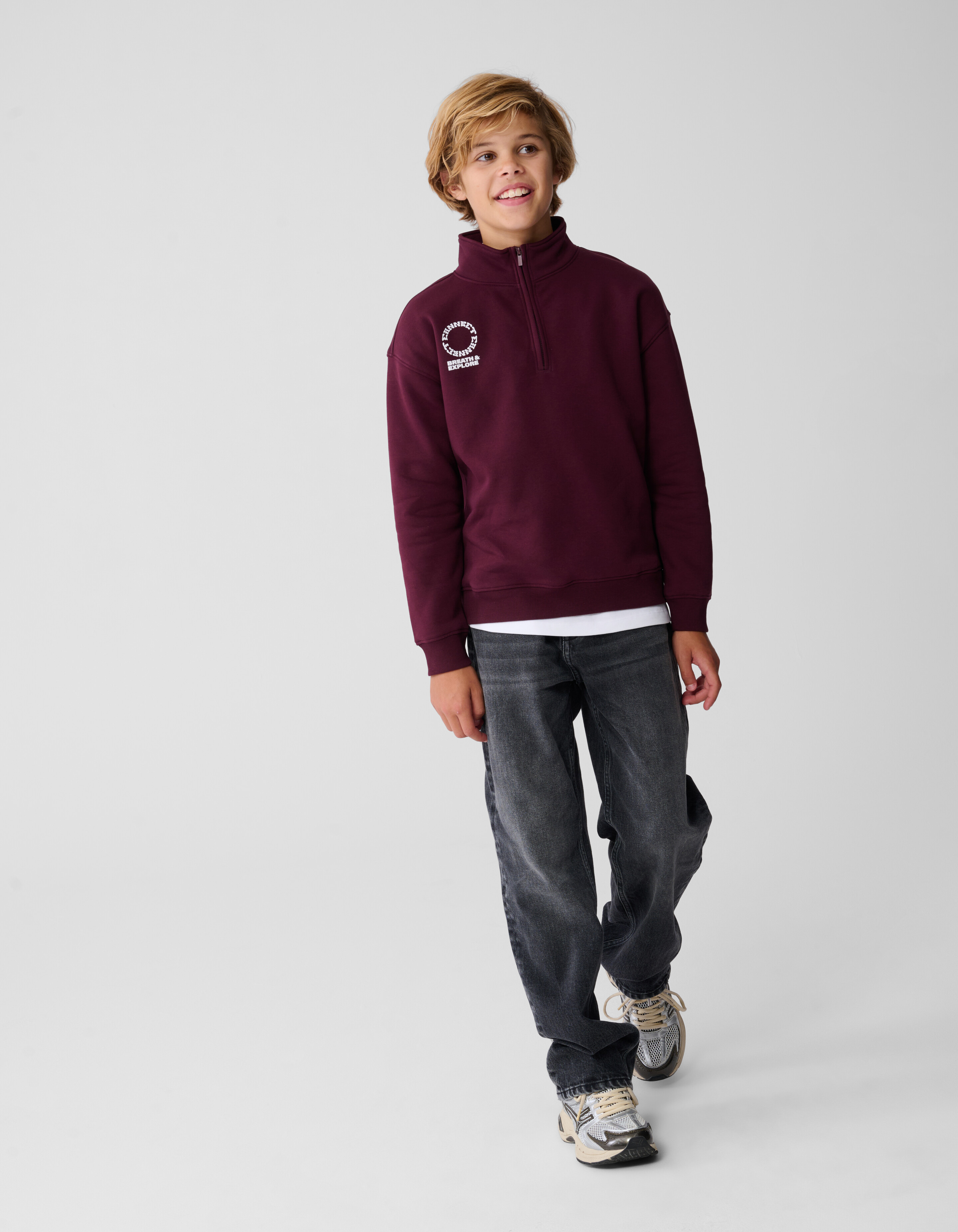 Half Zip Sweater Donkerrood SHOEBY BOYS