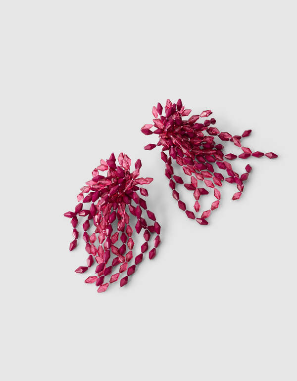 Beaded Waterval Oorbellen Donkerroze SHOEBY ACCESSOIRES