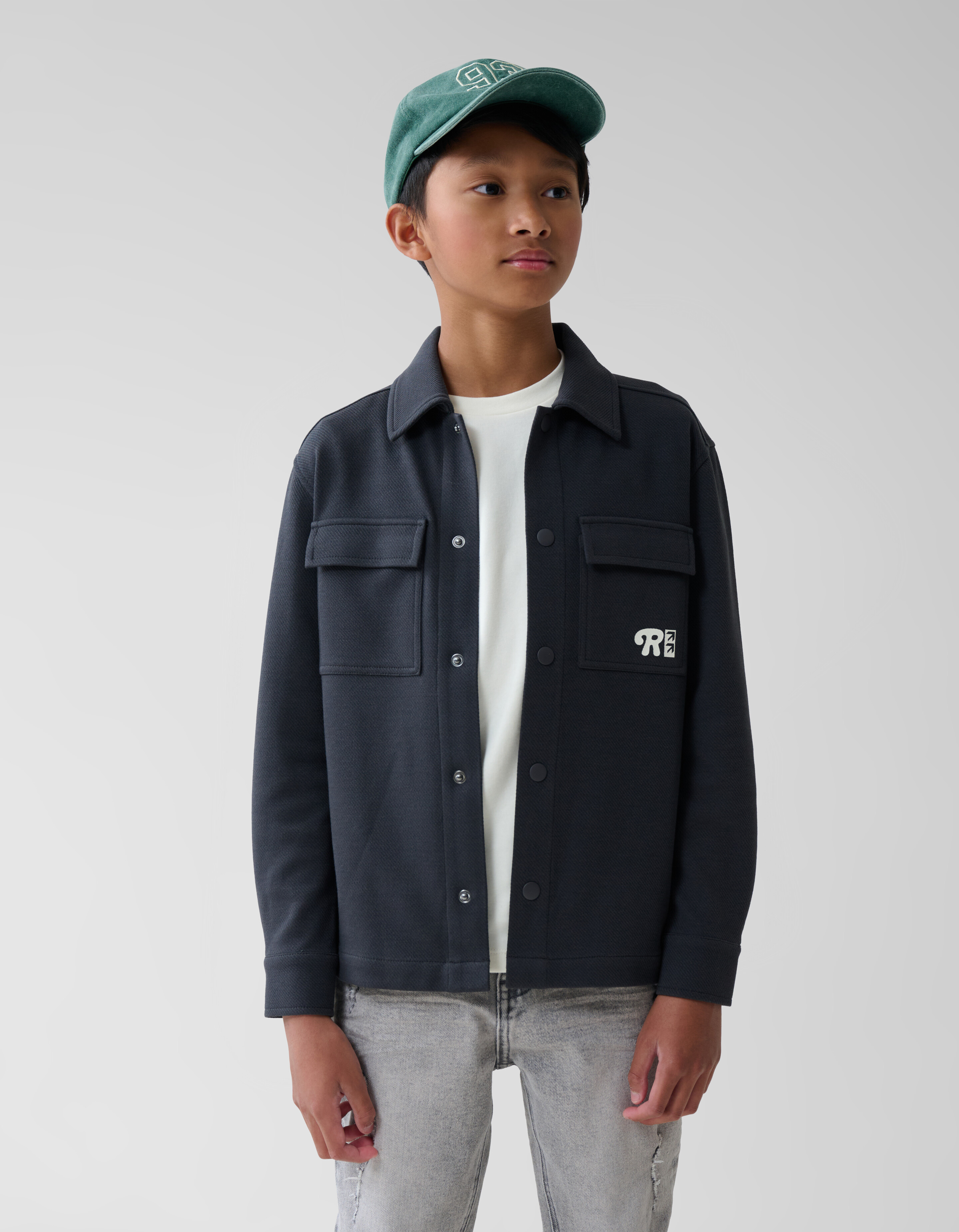 Printed Structuur Overshirt Donkergrijs SHOEBY BOYS