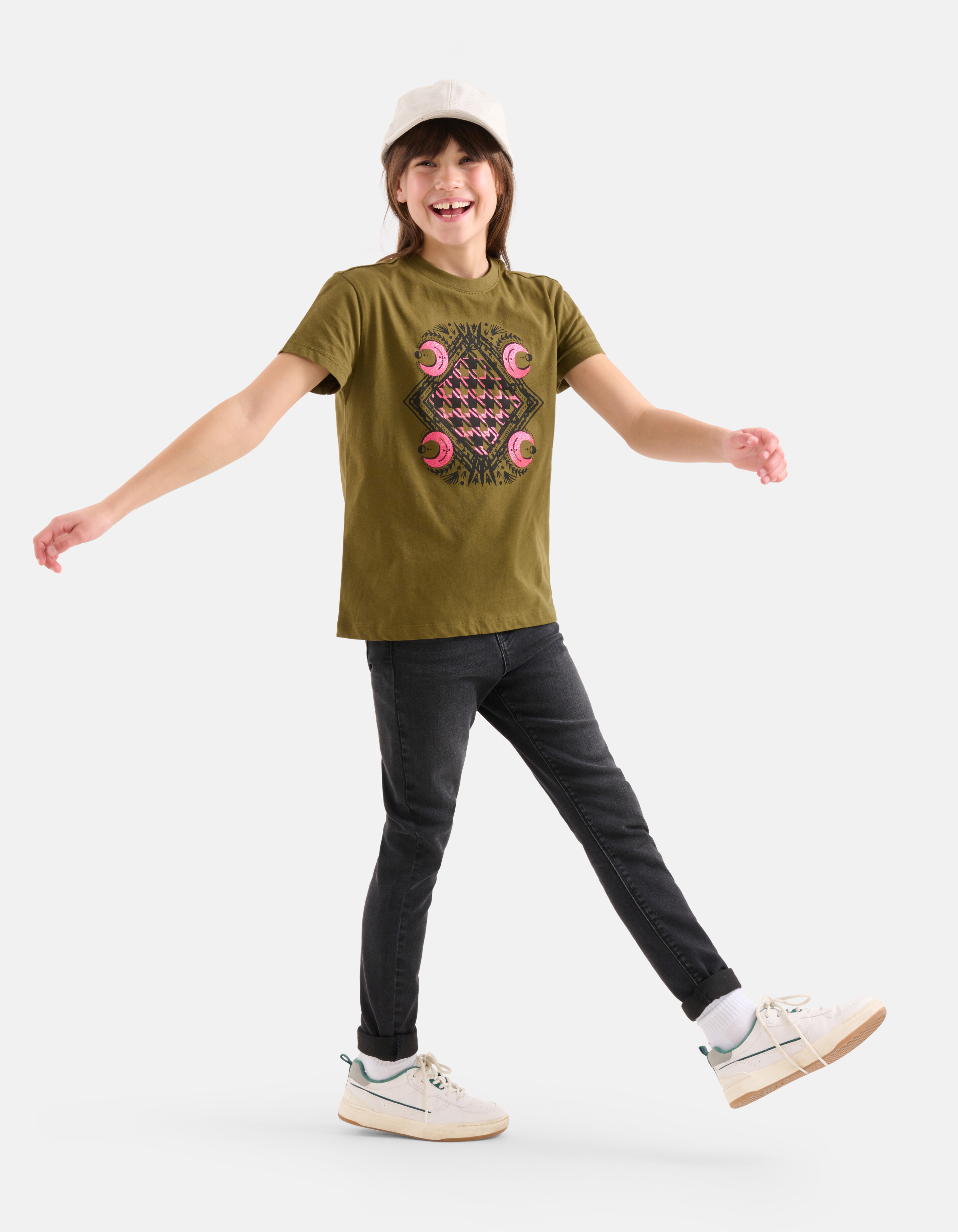 Print Loose Fit T-shirt Donkergroen SHOEBY GIRLS