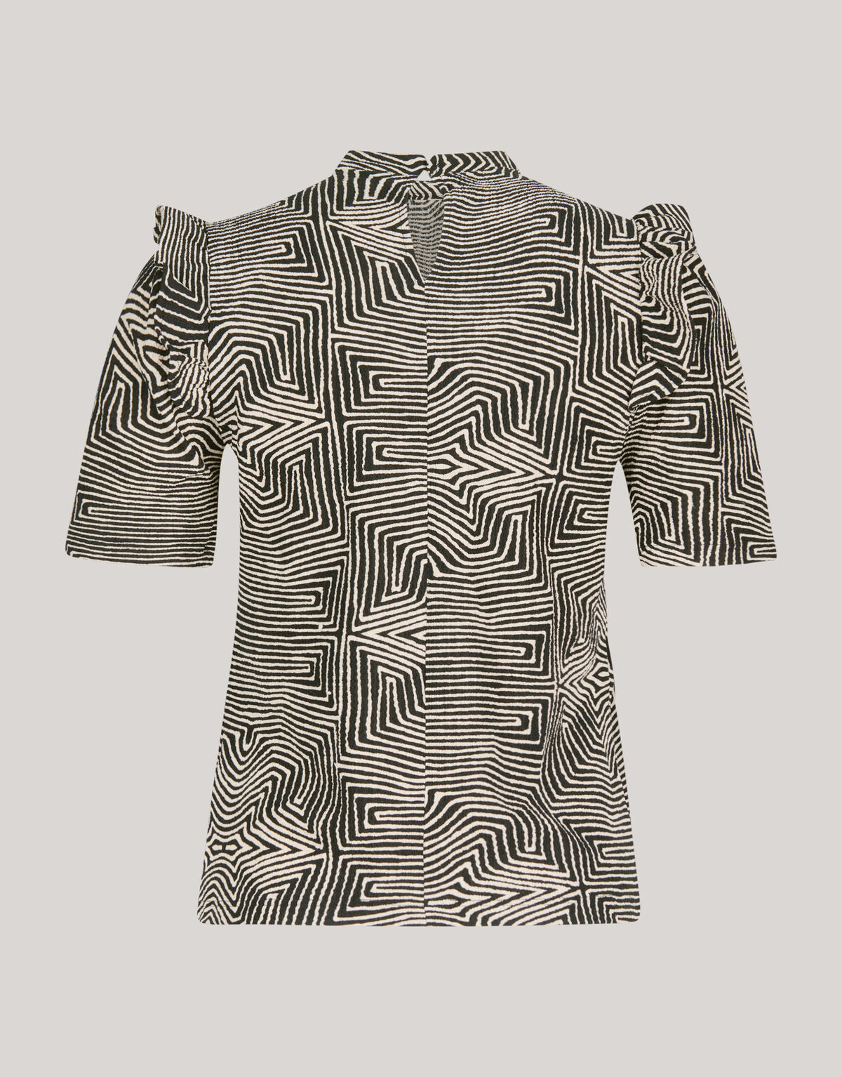 Crinkle Ruffle Top Gebroken Wit/Zwart SHOEBY WOMEN