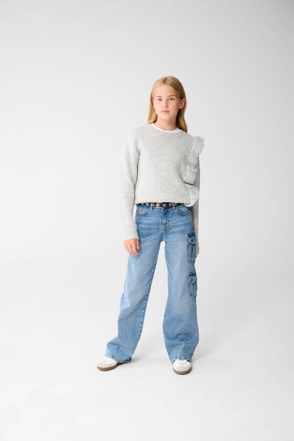 Pocket Strass Straight Fit Jeans Blauw SHOEBY GIRLS
