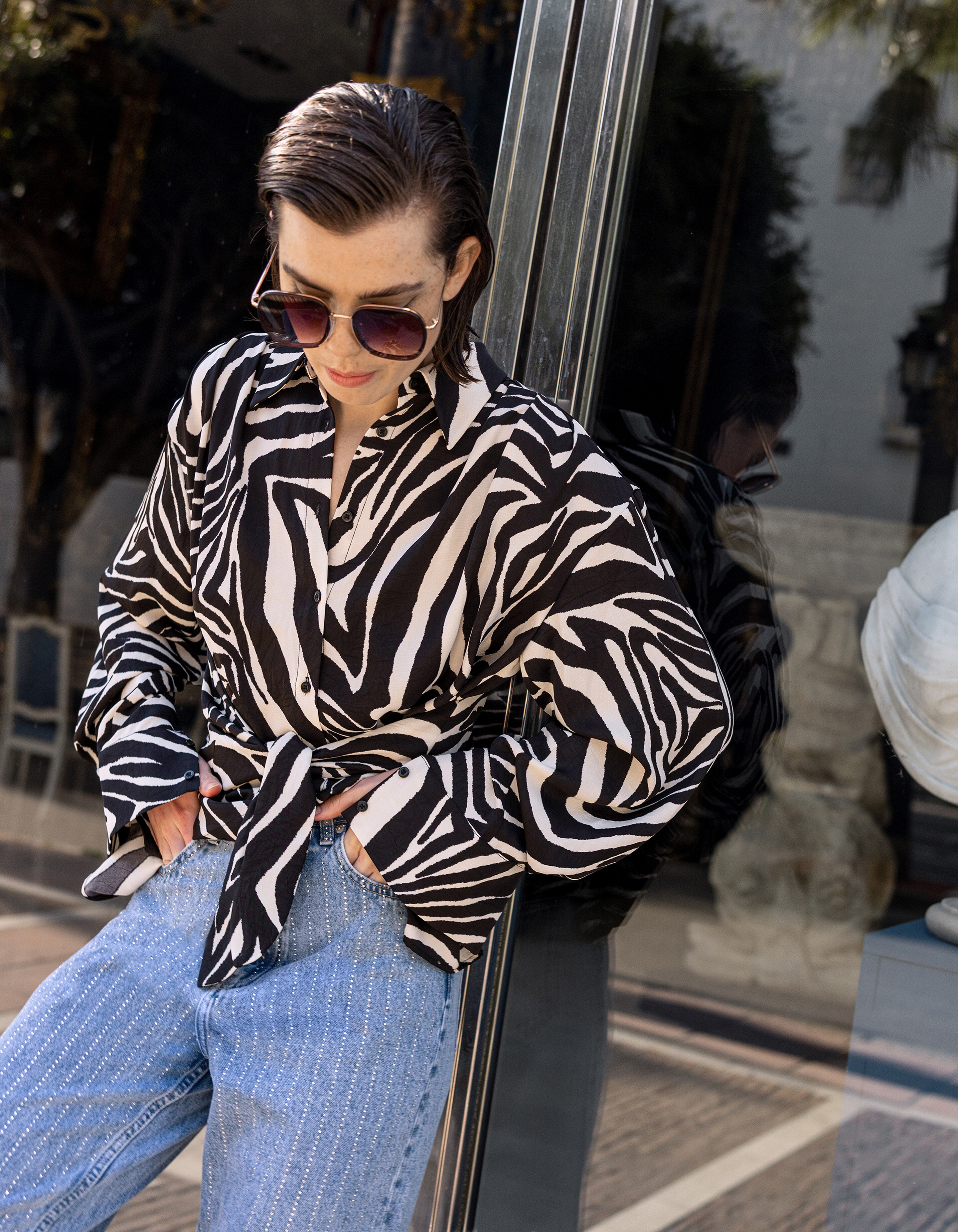 Zebra Print Blouse Zwart/Wit SHOEBY WOMEN