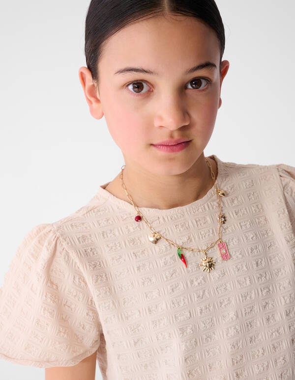 Crinkle Peplum Top Zand SHOEBY GIRLS