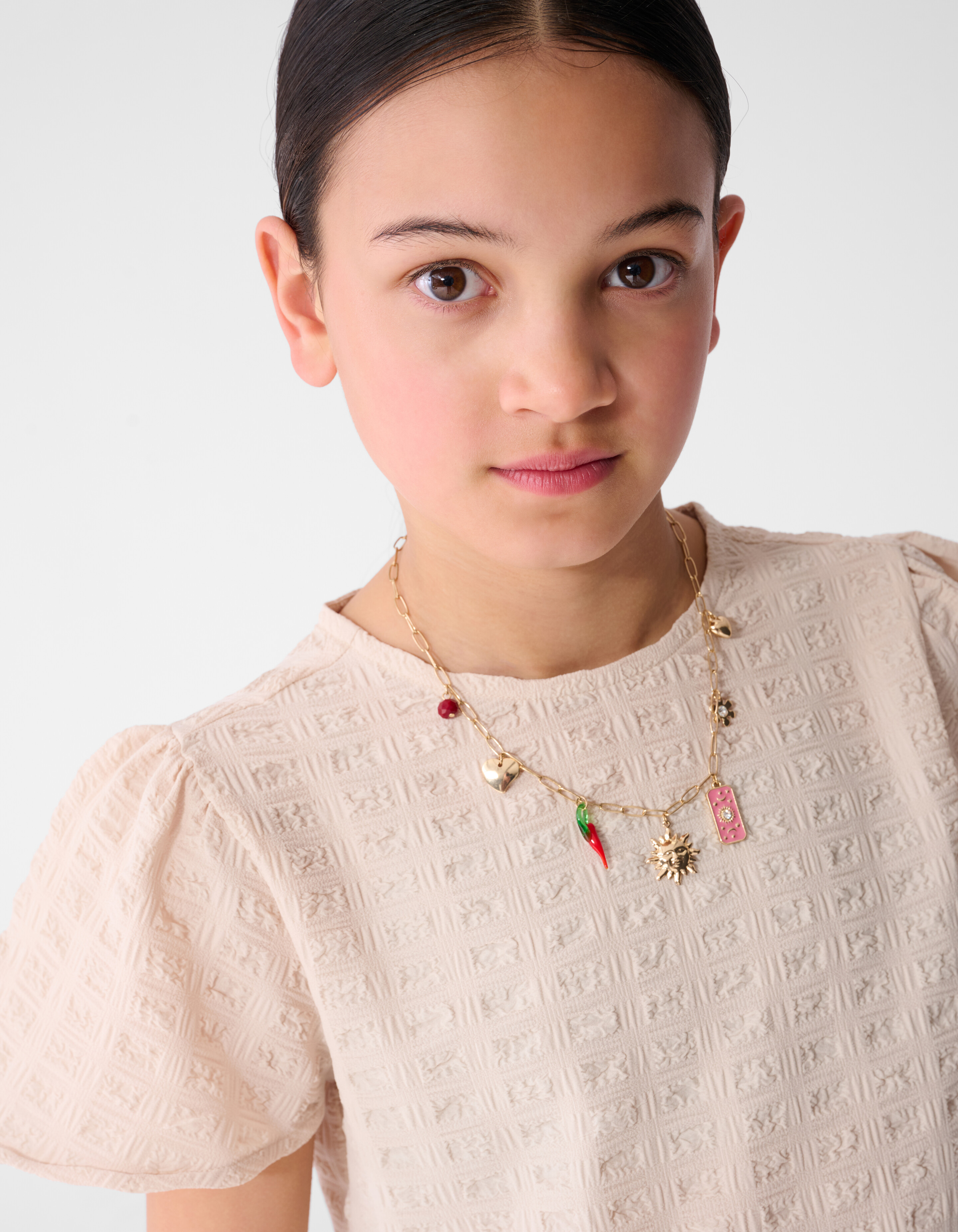 Crinkle Peplum Top Zand SHOEBY GIRLS