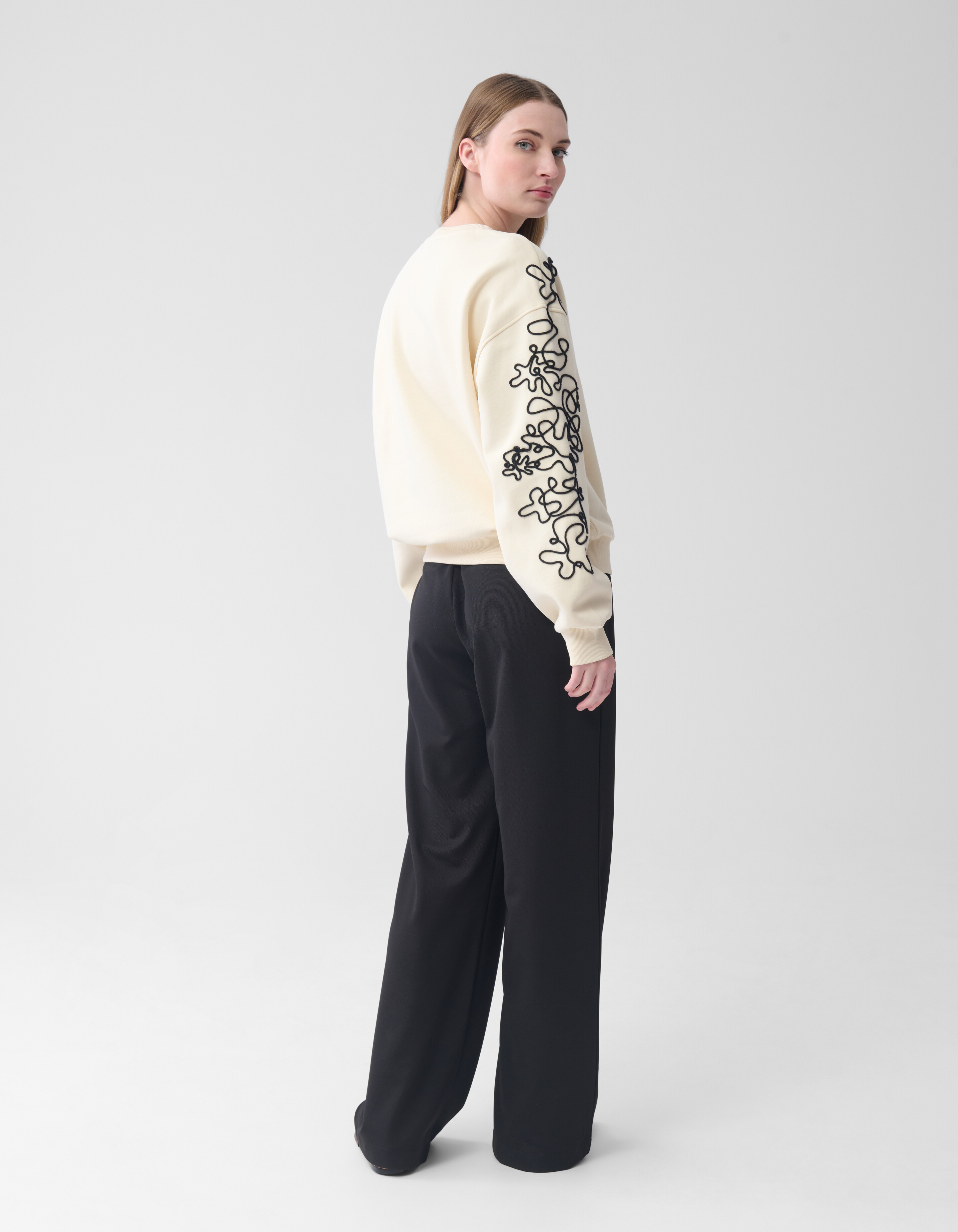 Embroidery Artwork Sweater Gebroken Wit SHOEBY WOMEN