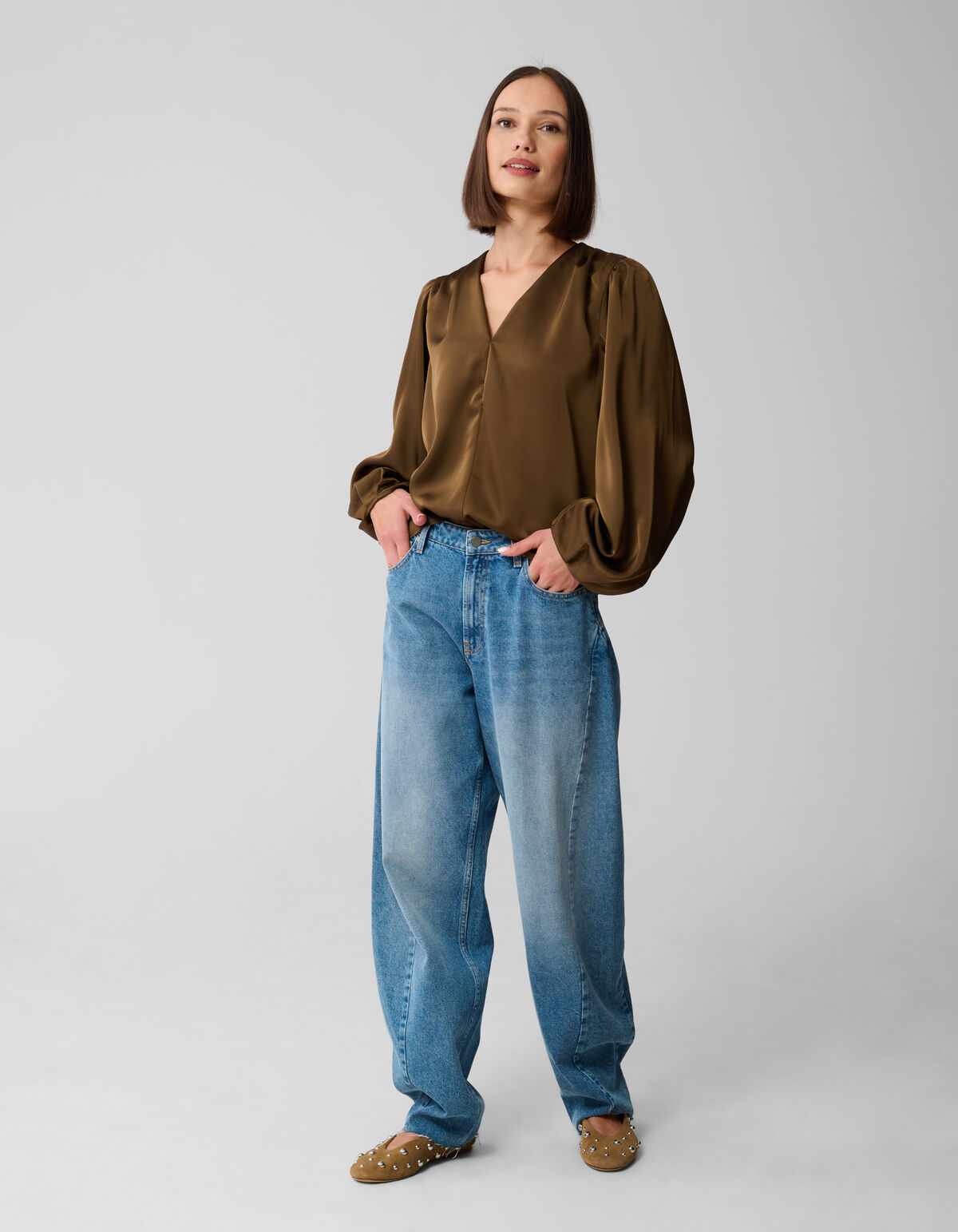 V-hals Blouse Donkergroen SHOEBY WOMEN