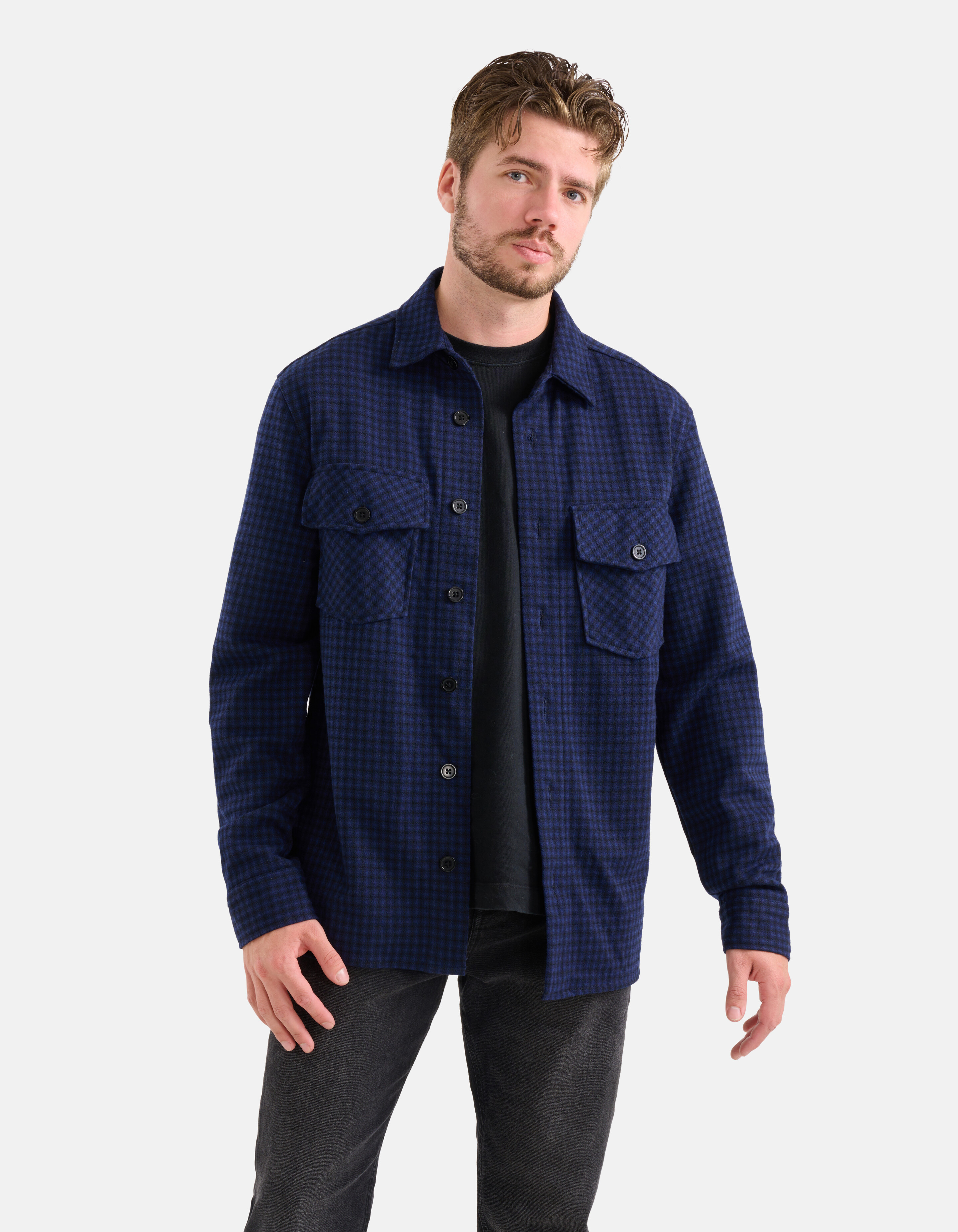 Ruiten Overshirt Donkerblauw SHOEBY MEN
