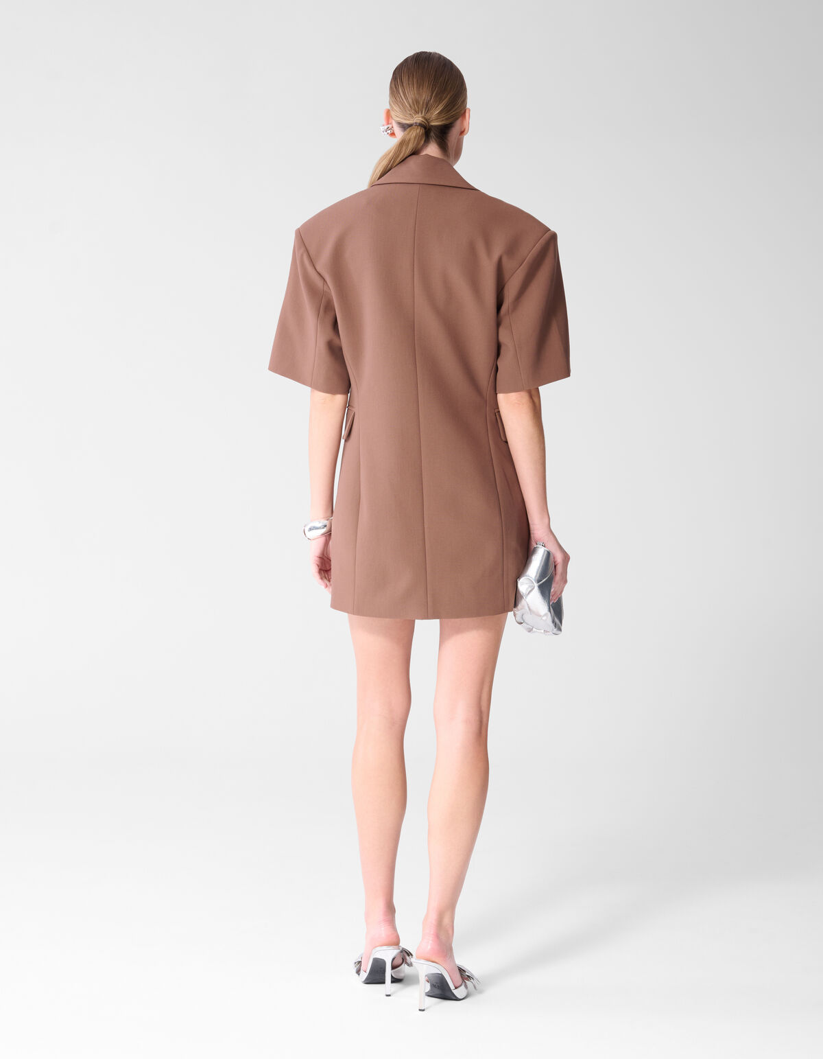 Short Sleeve Blazer Jurk Bruin SHOEBY WOMEN