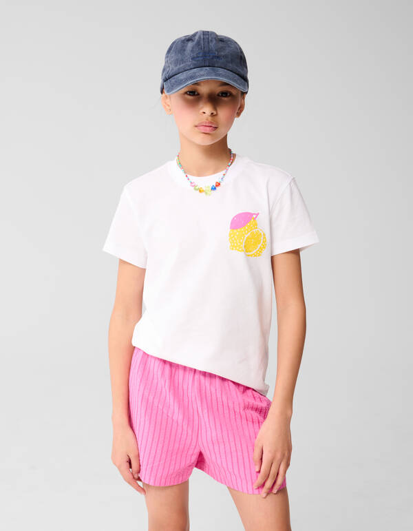 Exotic Artwork T-shirt Wit SHOEBY GIRLS