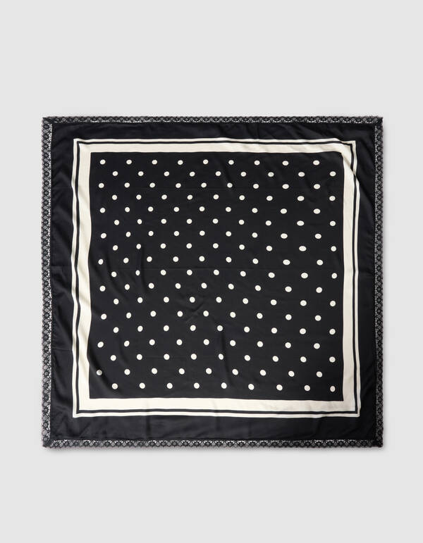 Kanten Polkadot Sjaal Zwart/Wit SHOEBY ACCESSOIRES