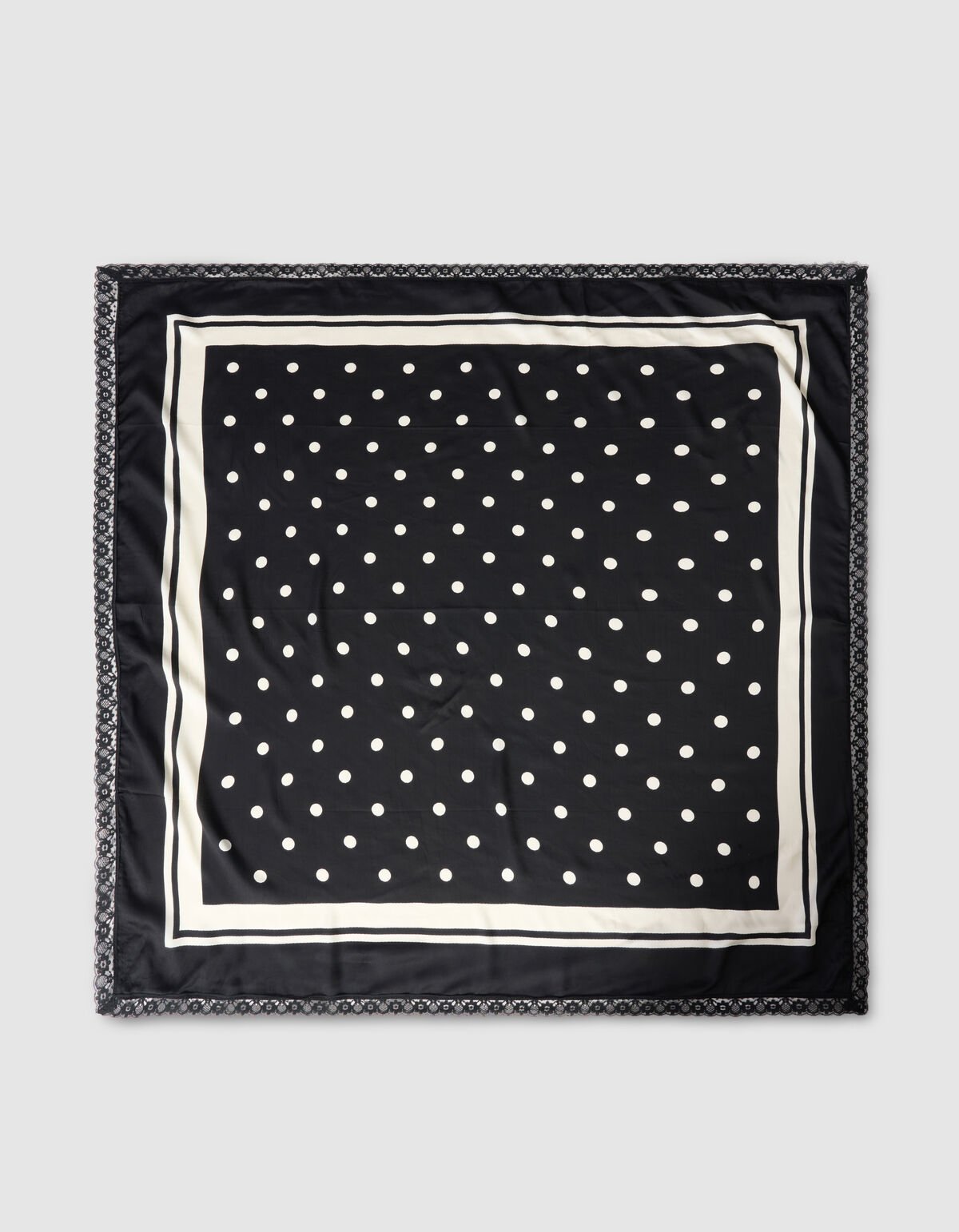 Kanten Polkadot Sjaal Zwart/Wit SHOEBY ACCESSOIRES