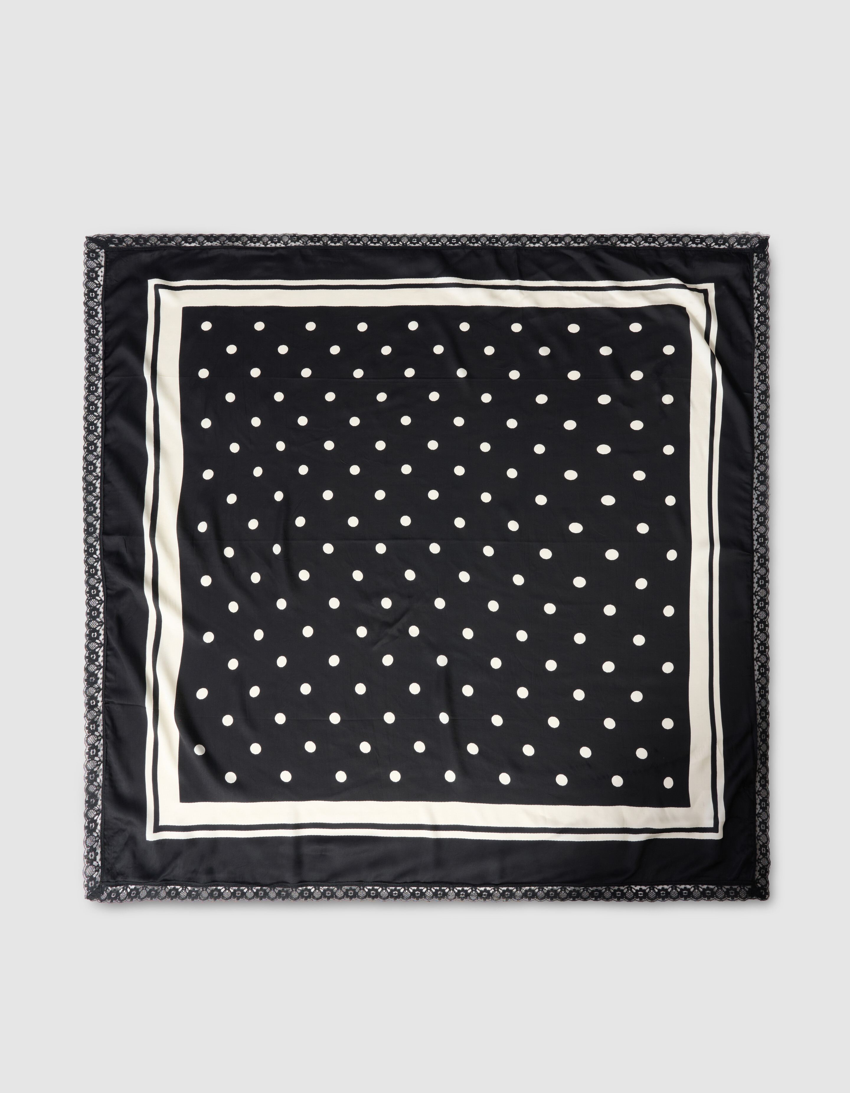 Kanten Polkadot Sjaal Zwart/Wit SHOEBY ACCESSOIRES