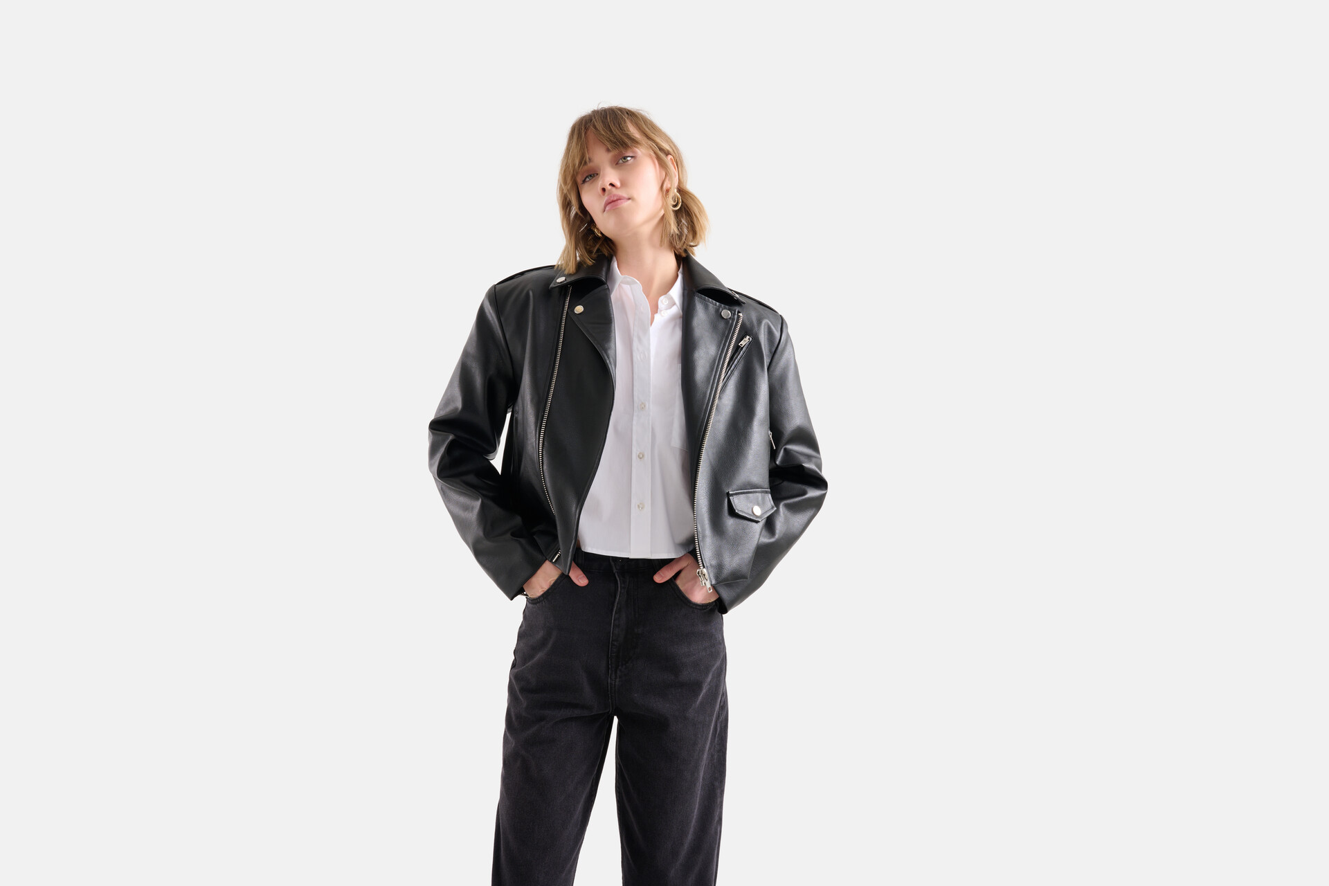 Vegan Leren Biker Jack Zwart SHOEBY WOMEN