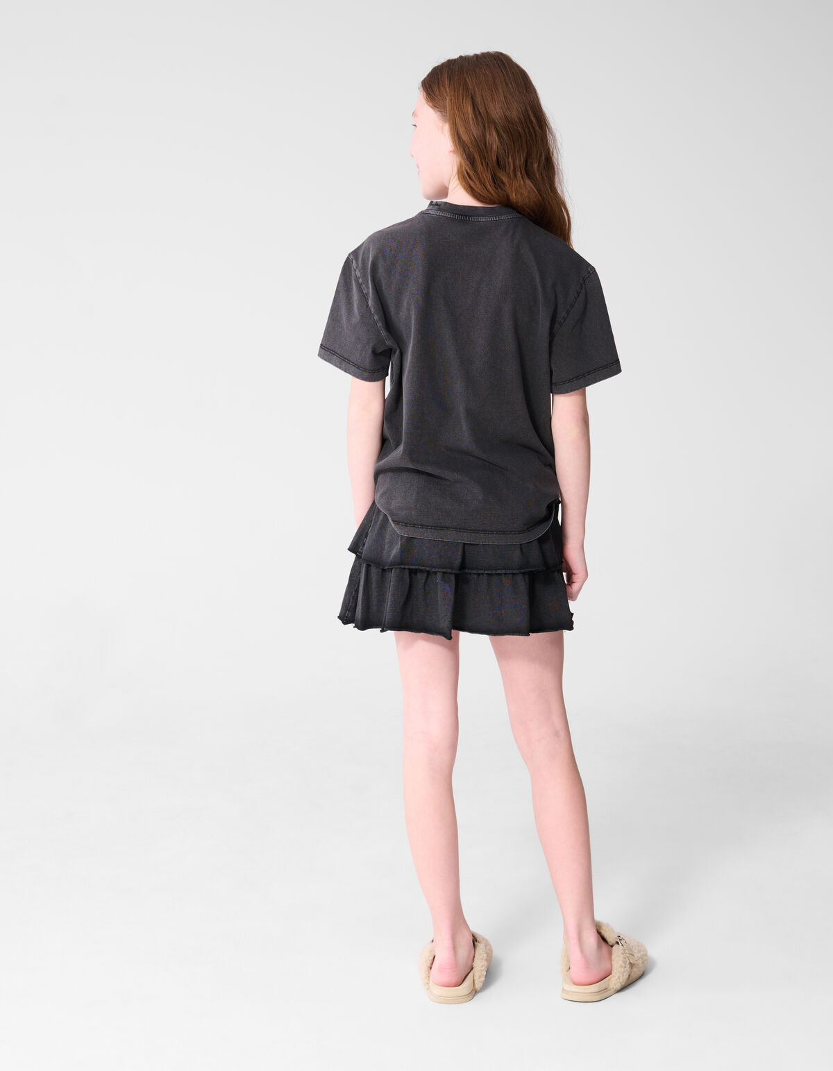 Fish Embroidery T-shirt Donkergrijs SHOEBY GIRLS