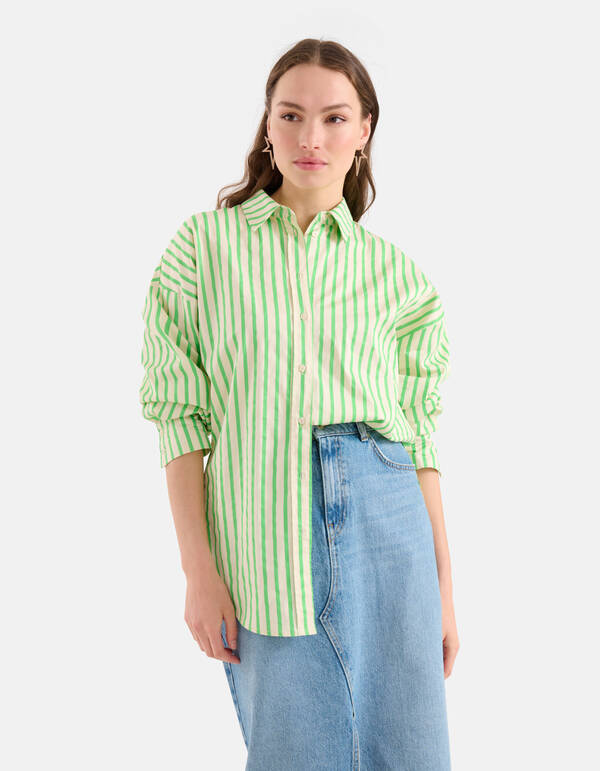 Pinstripe Blouse Groen SHOEBY WOMEN
