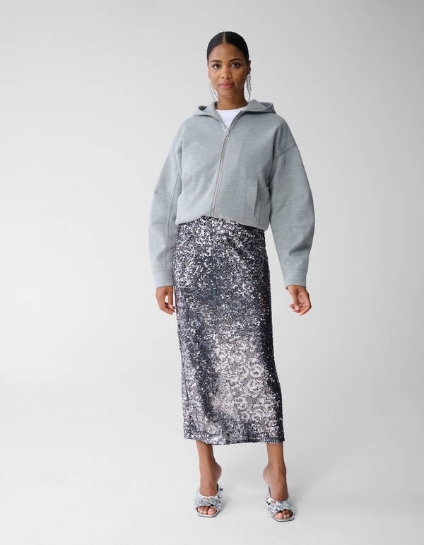 Sequin Maxi Rok Donkergrijs By Fred SHOEBY WOMEN