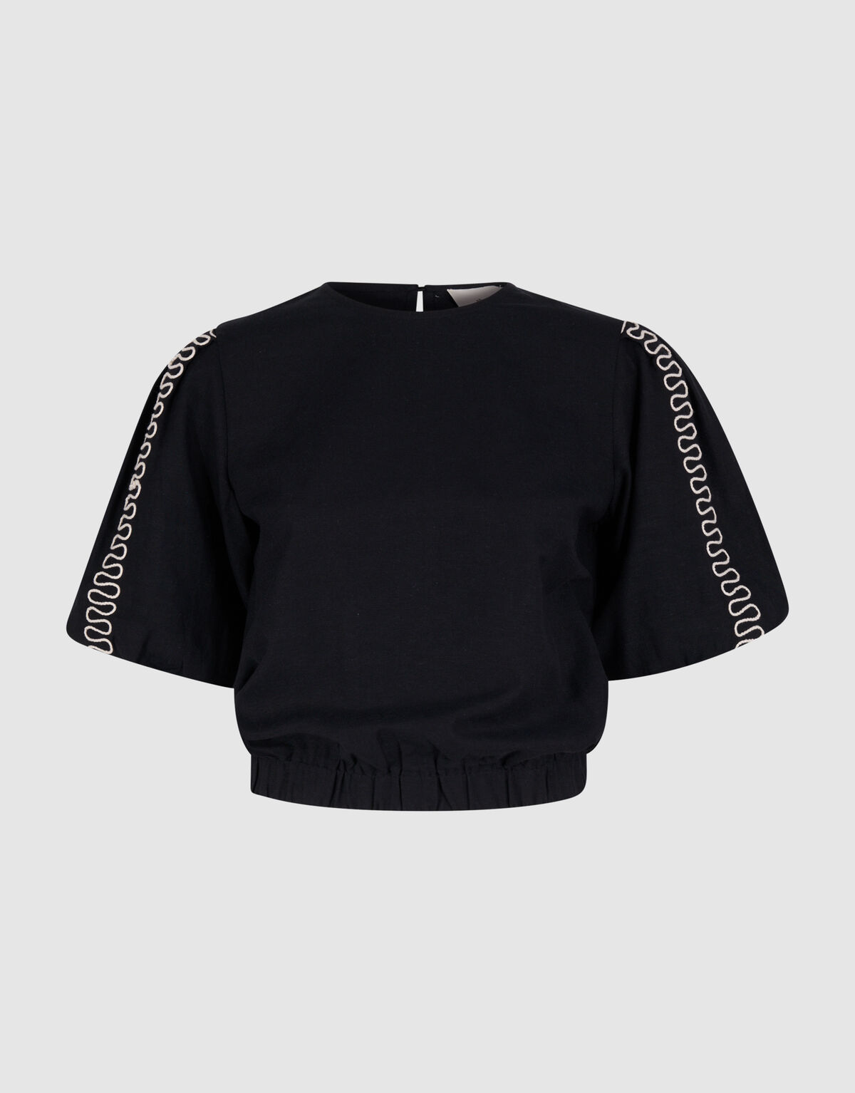 Embroidery Cropped Top Zwart SHOEBY WOMEN