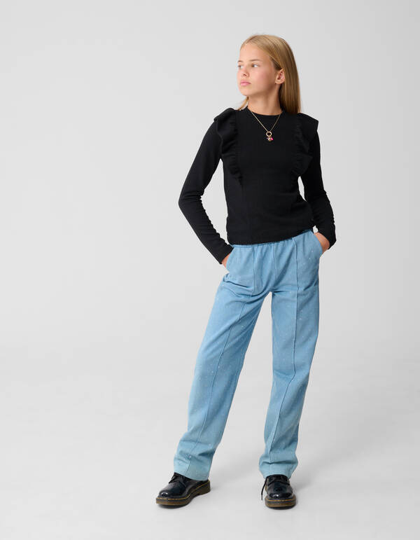 Structuur Ruffle Top Zwart SHOEBY GIRLS