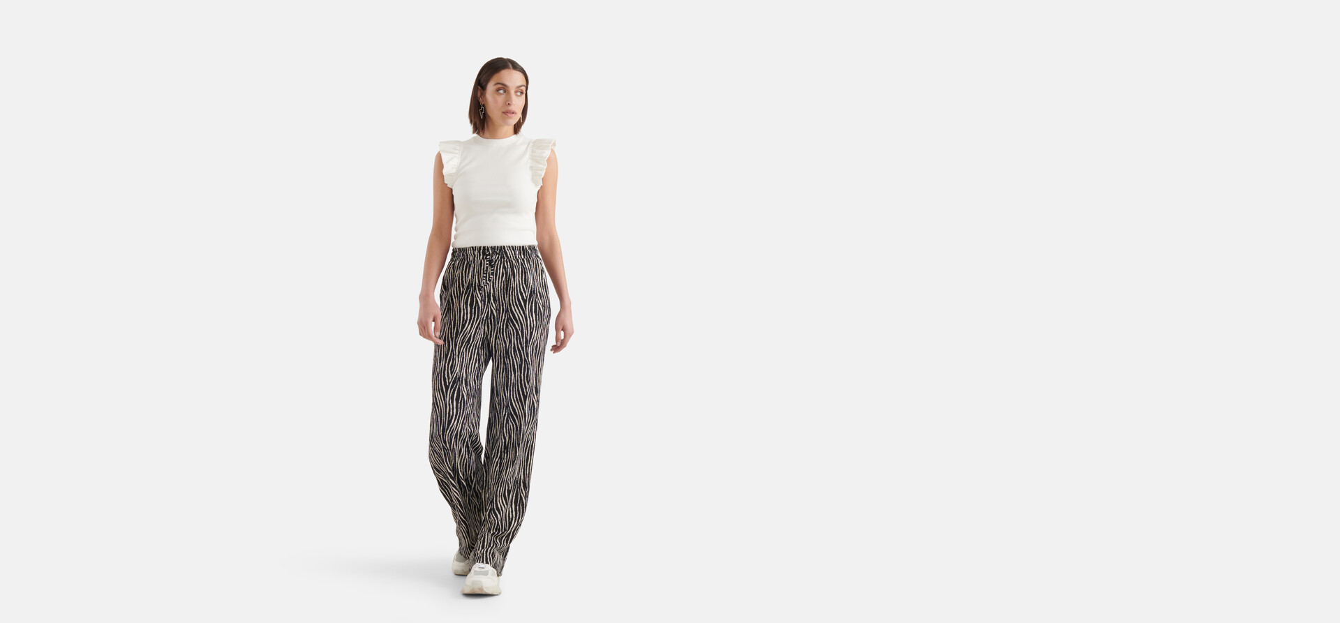 Crinkle Wide Leg Broek Zwart SHOEBY WOMEN