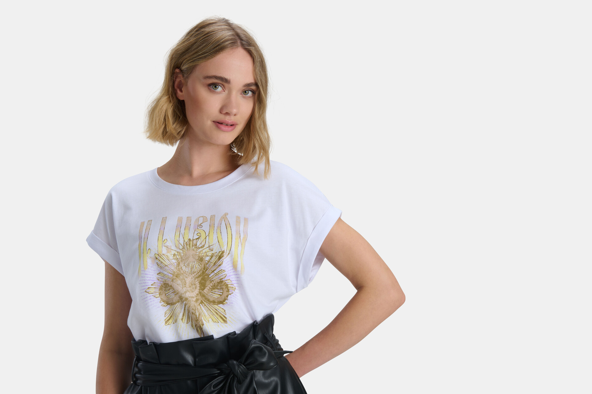 Illusion T-shirt Wit SHOEBY WOMEN