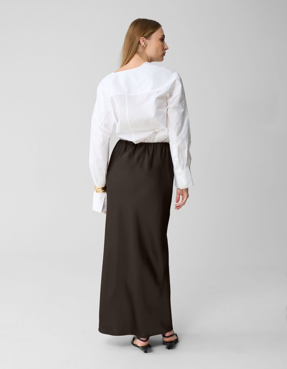 Satijnen Maxi Rok Donkerbruin By Lonneke SHOEBY WOMEN