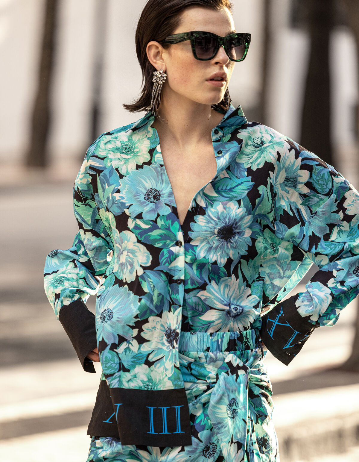 Bloemenprint Blouse Blauw SHOEBY WOMEN