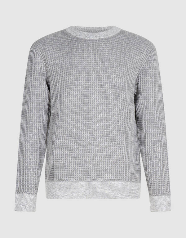Waffle Crewneck Trui Lichtgrijs SHOEBY MEN