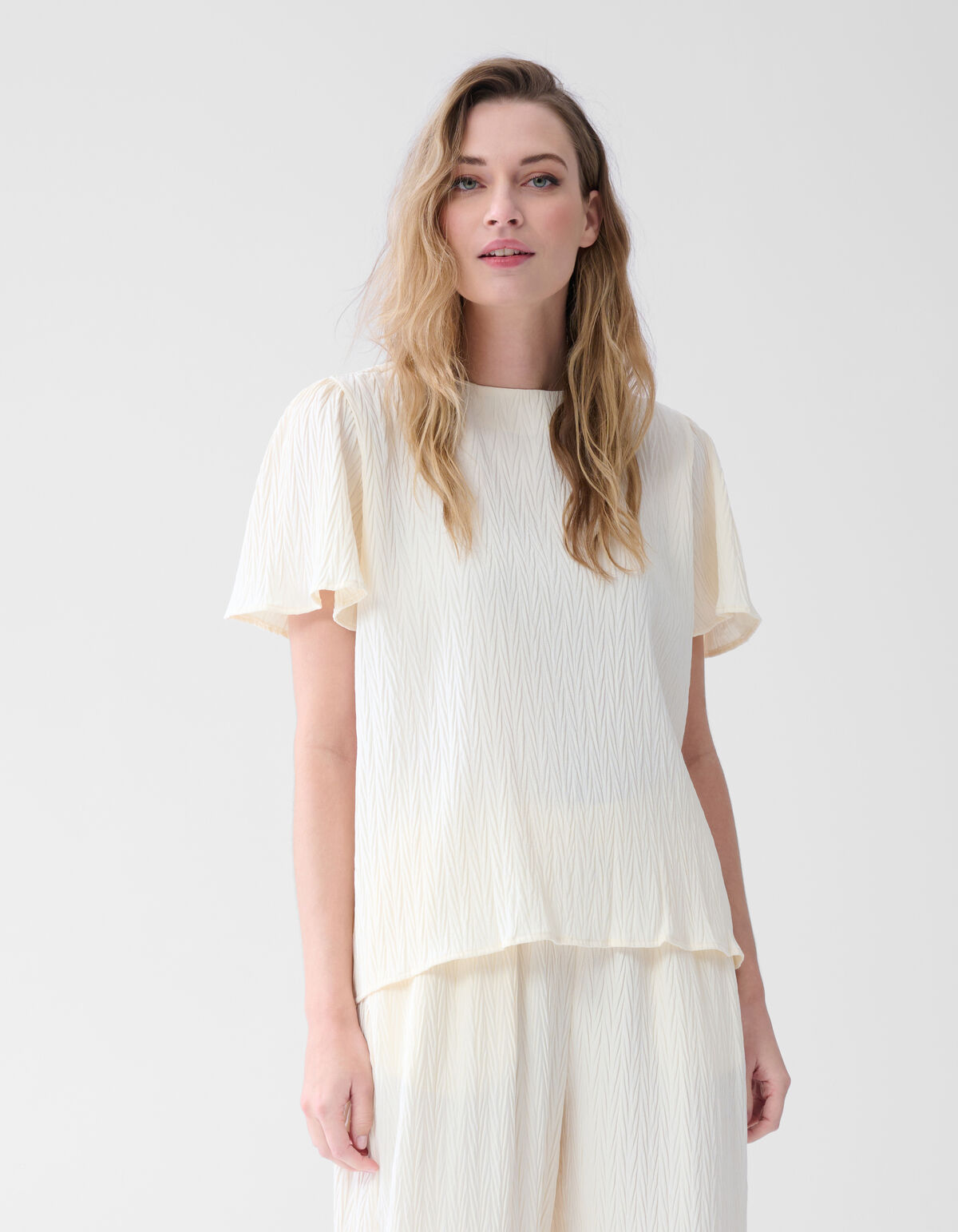 Crinkle Twist Top Gebroken Wit SHOEBY WOMEN