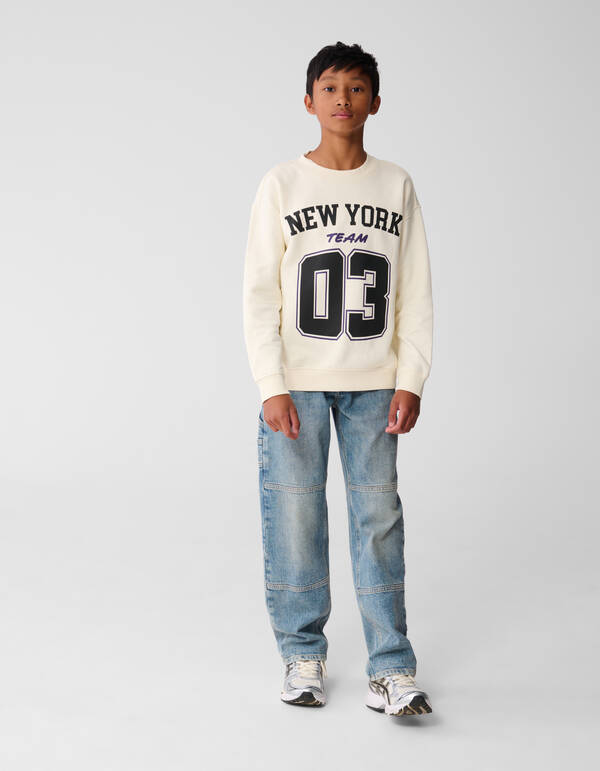 New York Artwork Sweater Gebroken Wit SHOEBY BOYS