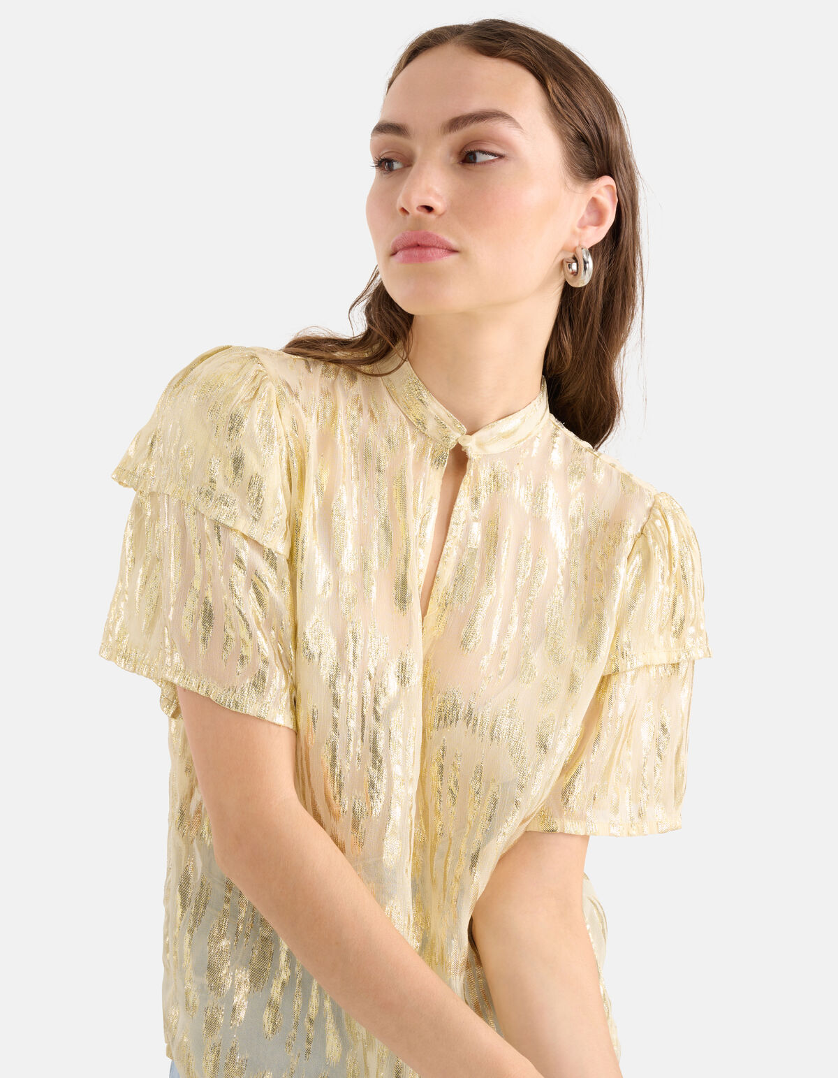 Jacquard Lurex Top Gebroken Wit SHOEBY WOMEN