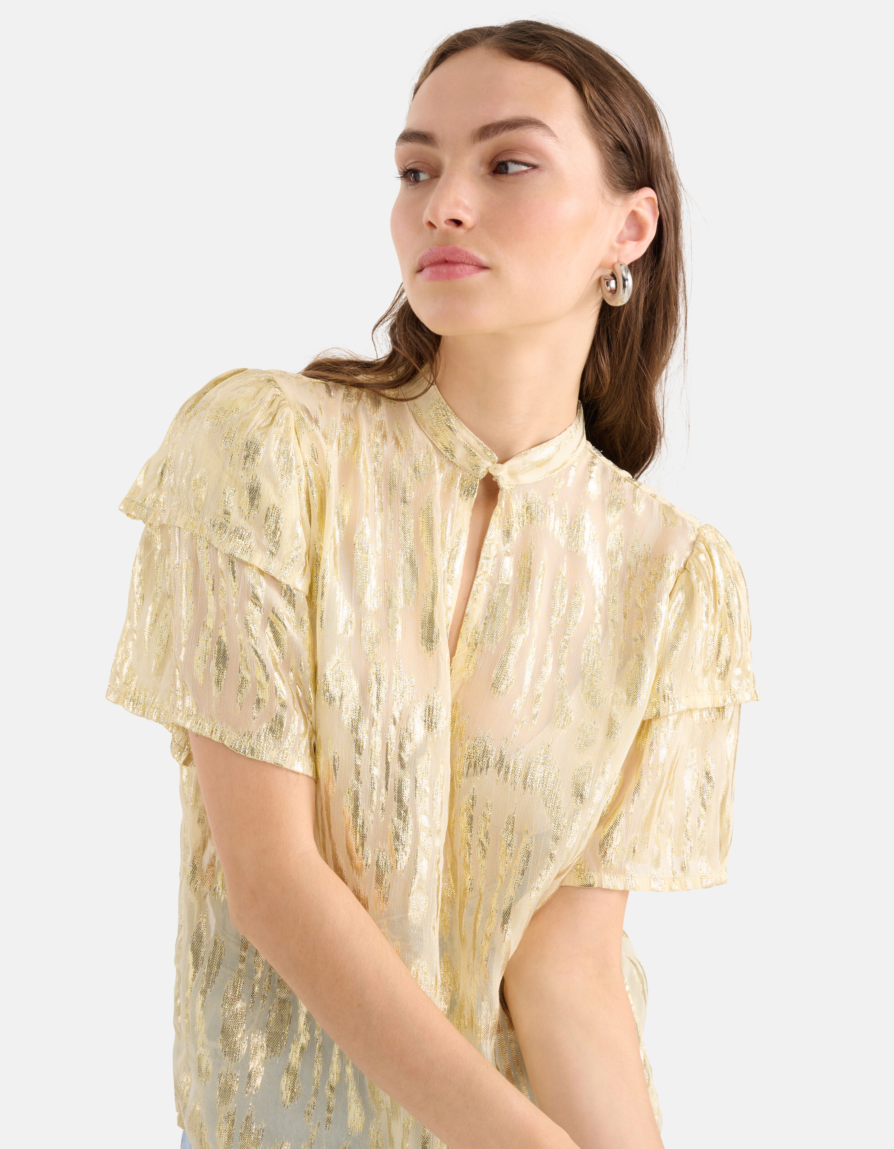 Jacquard Lurex Top Gebroken Wit SHOEBY WOMEN